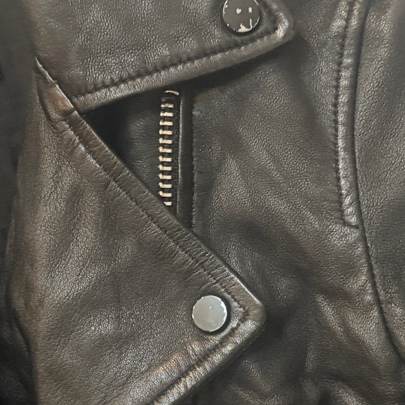 All Saints Allsaints Balfern Black Leather Biker Moto Belted Jacket 4 - Picture 9 of 14